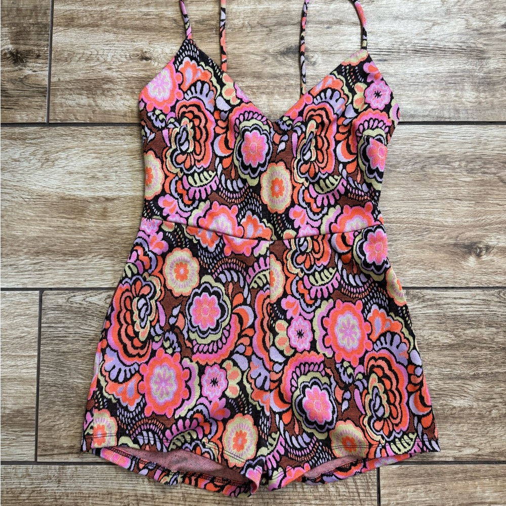 Zara Floral Print Romper Retro Size Small One piece Jumpsuit - Picture 10 of 16